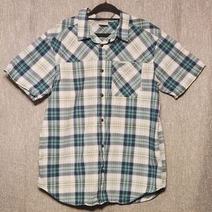 Columbia Button Down Short Sleeve Plaid Business Casual Cotton Mens Large